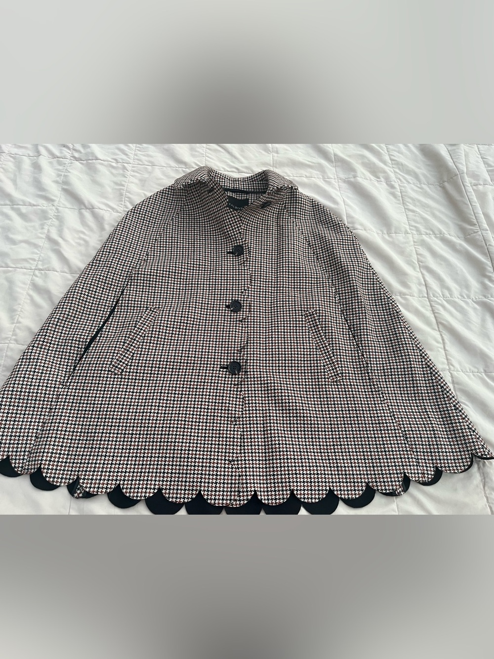 Talbots Plaid Scalloped Cape, New, Size M